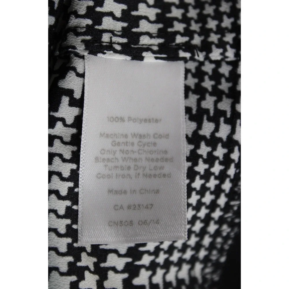 Talbots Size S Black White Plaid Button Down Blouse Mixed Media Roll Tab Sleeve - Picture 6 of 8